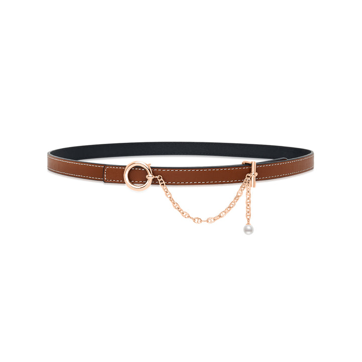 Lustre Line Pearl Belt buckle & Reversible leather strap BT00001