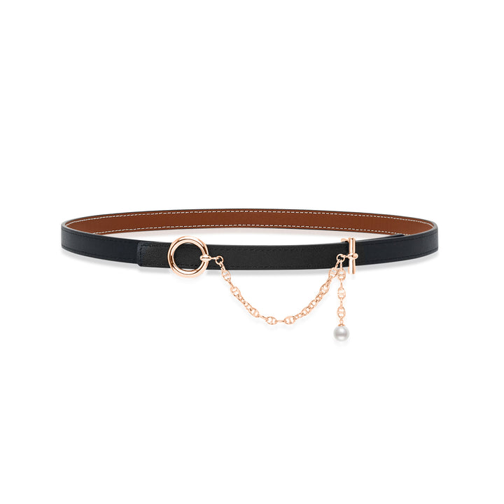 Lustre Line Pearl Belt buckle & Reversible leather strap BT00001
