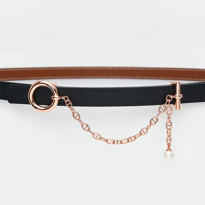 Lustre Line Pearl Belt buckle & Reversible leather strap BT00001