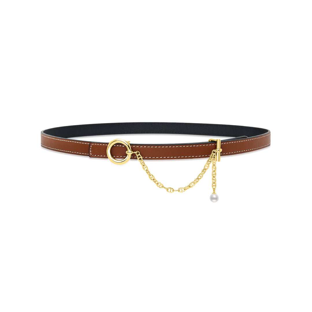 Lustre Line Pearl Belt buckle & Reversible leather strap BT00003