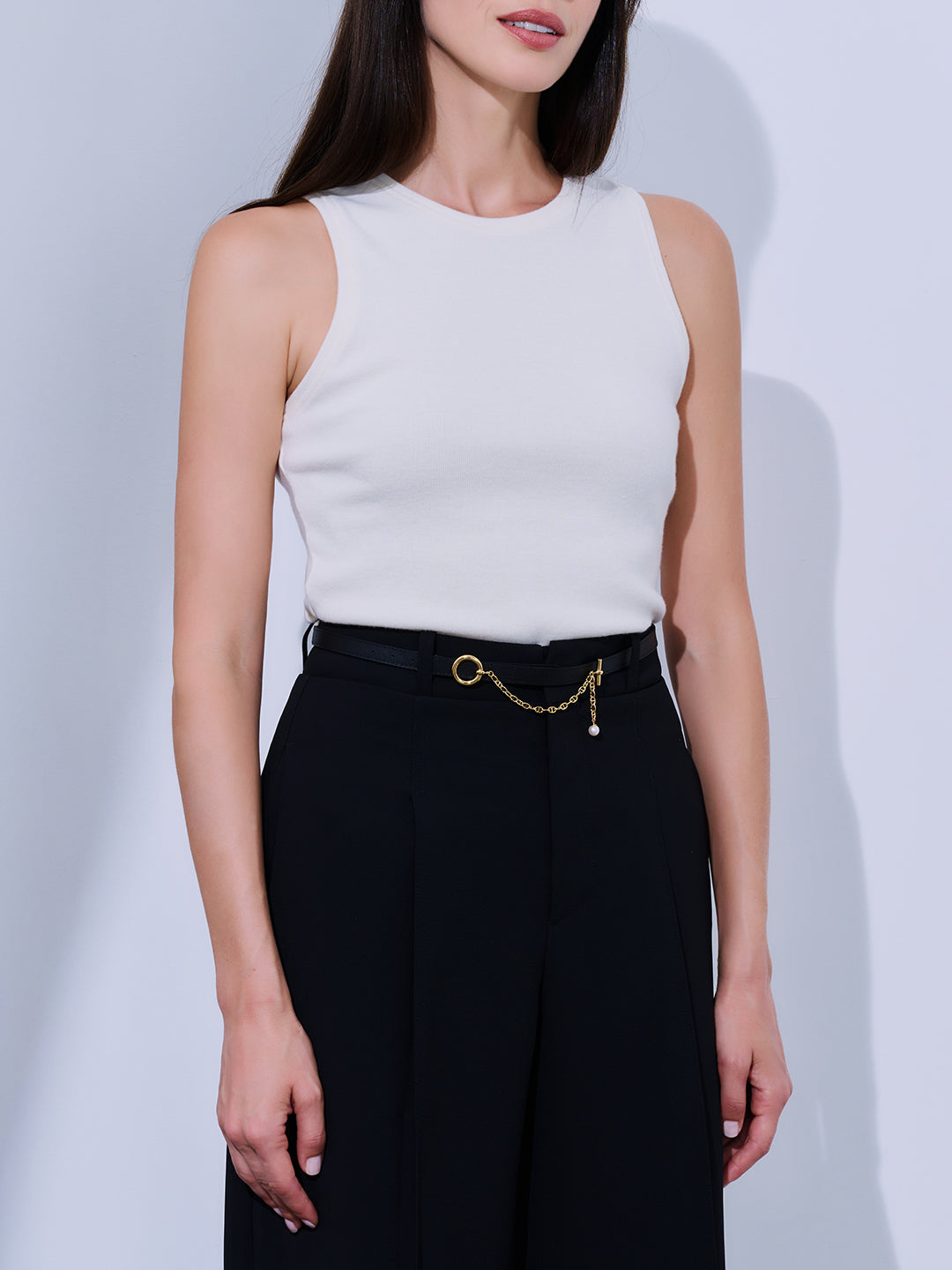 Boucle de ceinture Lustre Line Pearl &amp; sangle en cuir réversible BT00003