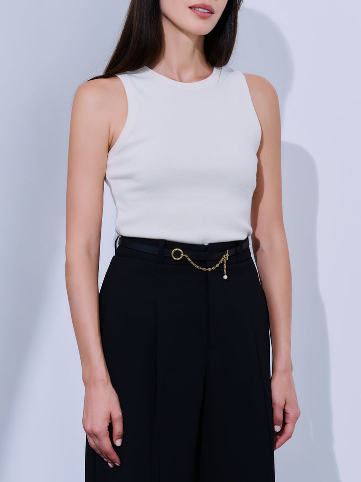 Boucle de ceinture Lustre Line Pearl &amp; sangle en cuir réversible BT00003