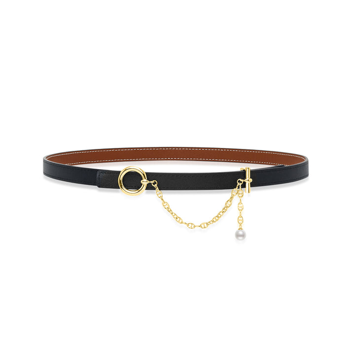 Lustre Line Pearl Belt buckle & Reversible leather strap BT00003