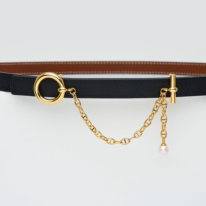 Lustre Line Pearl Belt buckle & Reversible leather strap BT00003