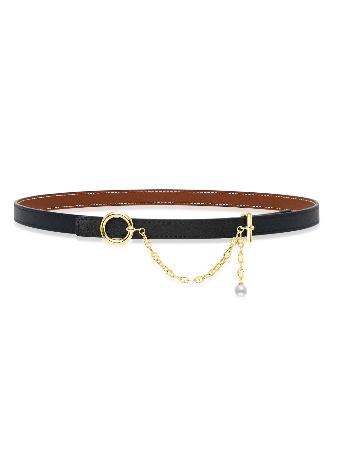 Fibbia per cintura Lustre Line Pearl e cinturino in pelle reversibile BT00003