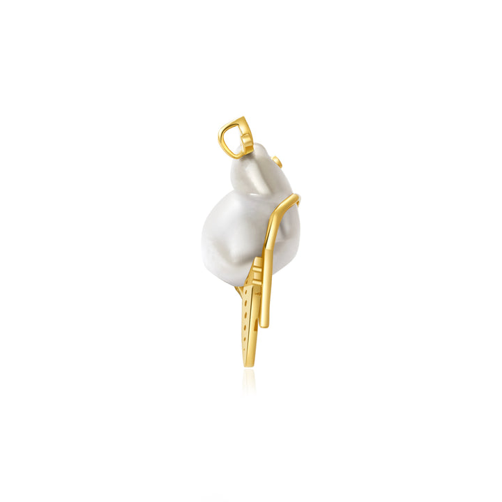 18k Solid Gold Diamond South Sea Baroque Pearl Pendant & Brooch DR00030 - PEARLY LUSTRE