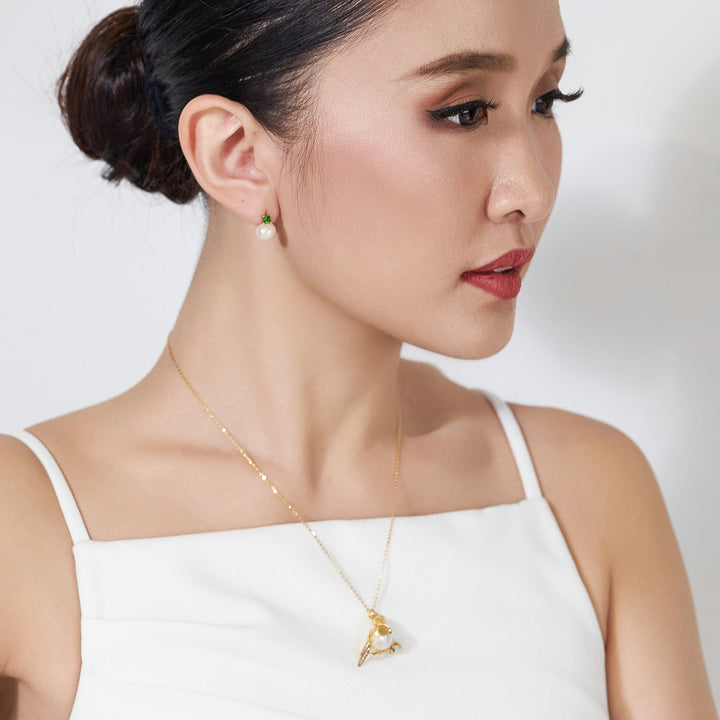 18k Gold Freshwater Pearl Earrings KE00104 - PEARLY LUSTRE