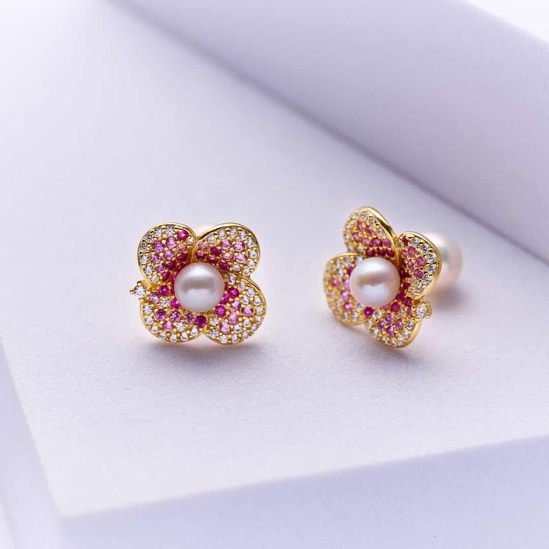 Top Grade Freshwater Pearl Earrings WE00940 | BLOOM - PEARLY LUSTRE