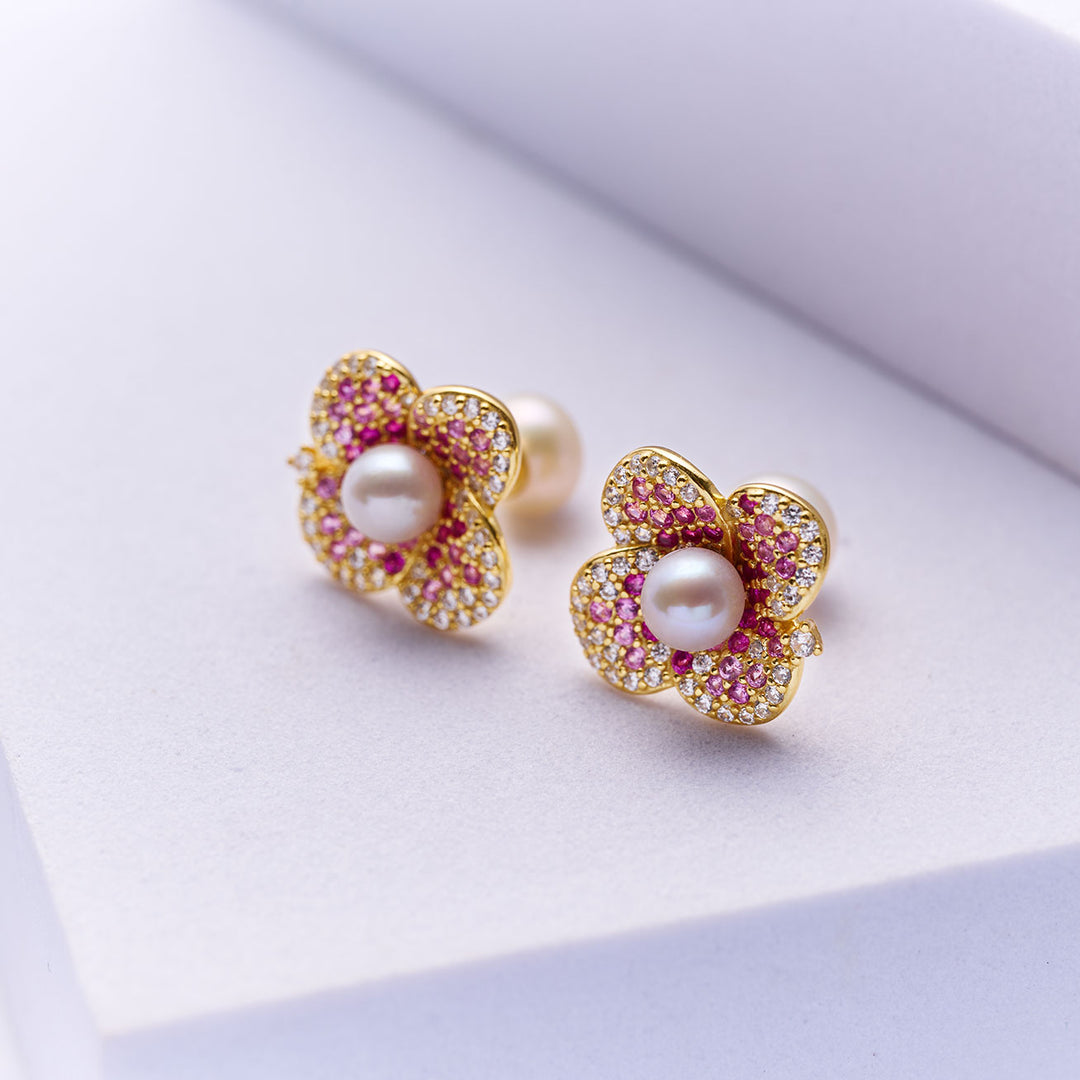 Top Grade Freshwater Pearl Earrings WE00940 | BLOOM - PEARLY LUSTRE