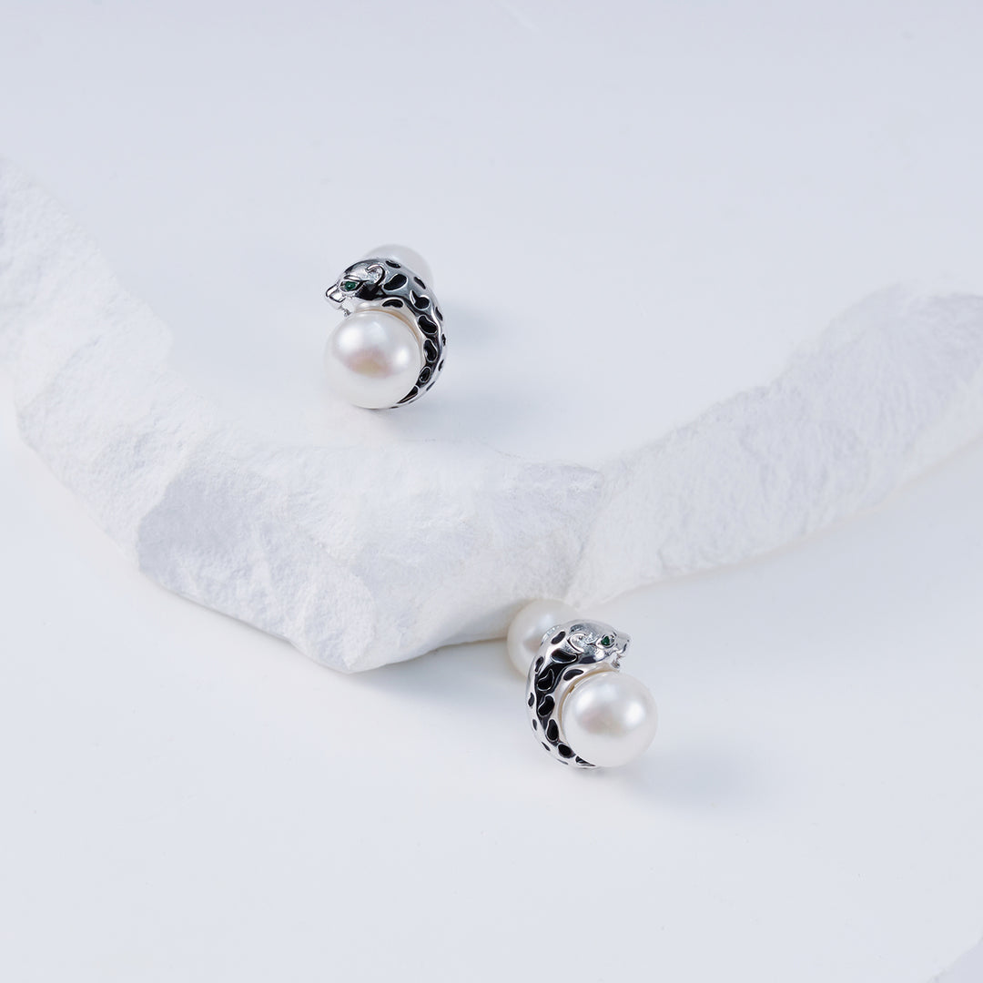 Panther Freshwater Pearl Earrings WE00119 | SAFARI - PEARLY LUSTRE