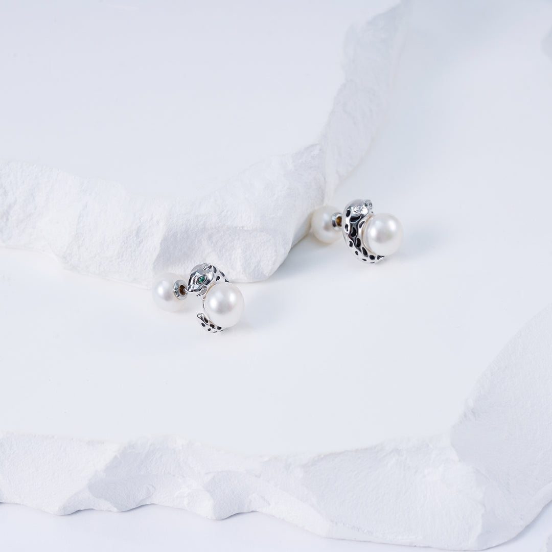 Panther Freshwater Pearl Earrings WE00119 | SAFARI - PEARLY LUSTRE