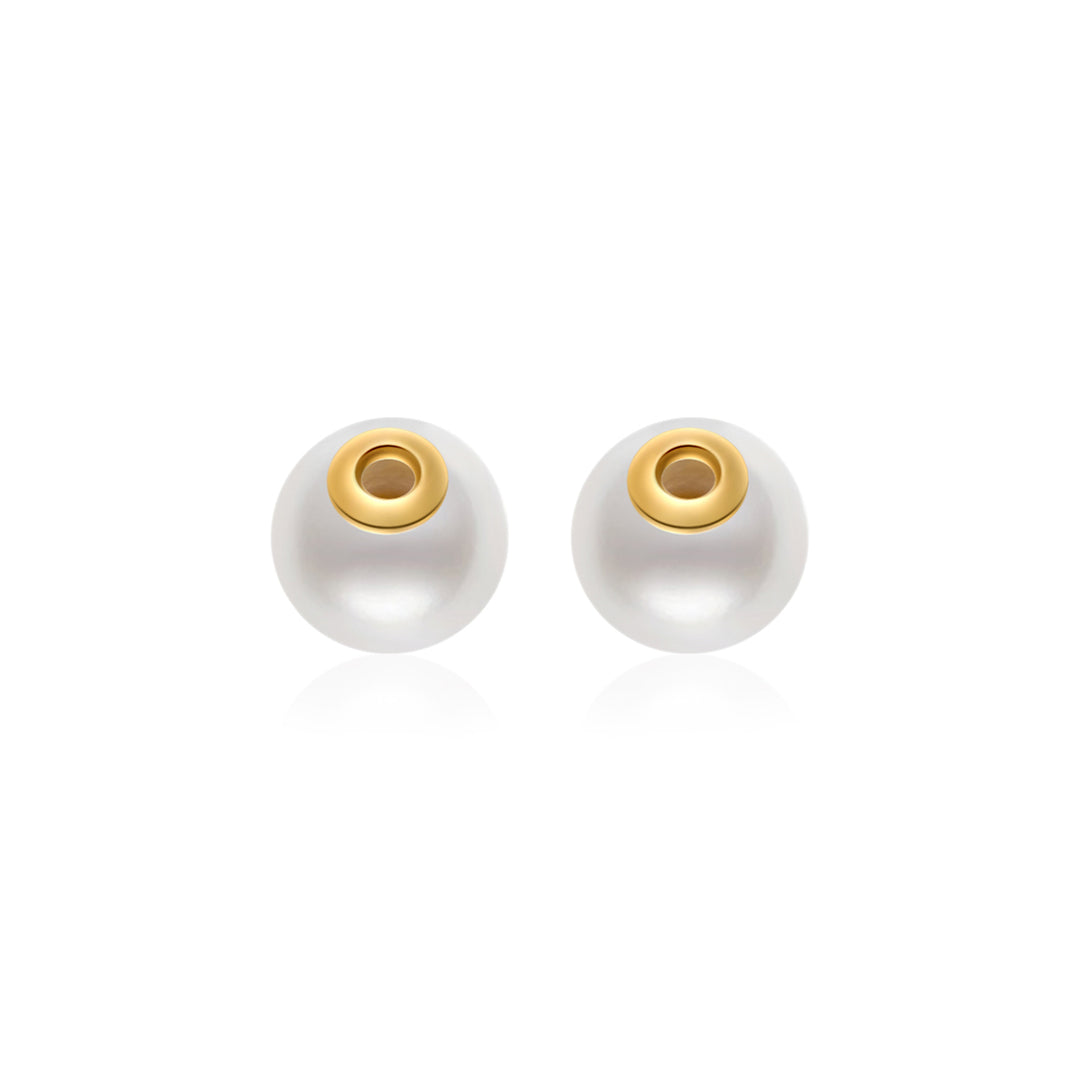 18K Gold Freshwater Pearl Earrings Backstopper KA00009 - PEARLY LUSTRE
