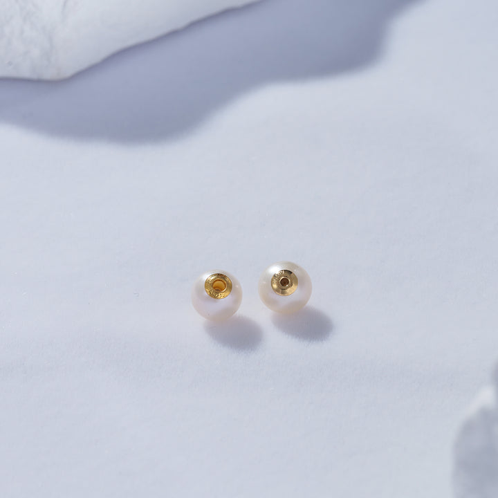 18K Gold Freshwater Pearl Earrings Backstopper KA00009 - PEARLY LUSTRE