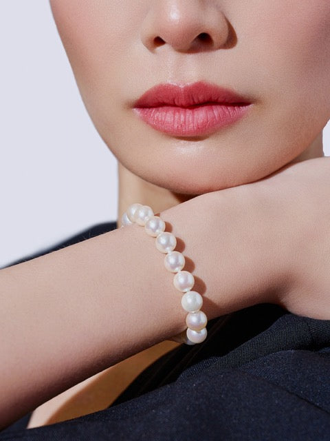 Pulsera de perlas Akoya de oro macizo 18K de primera calidad KB00006