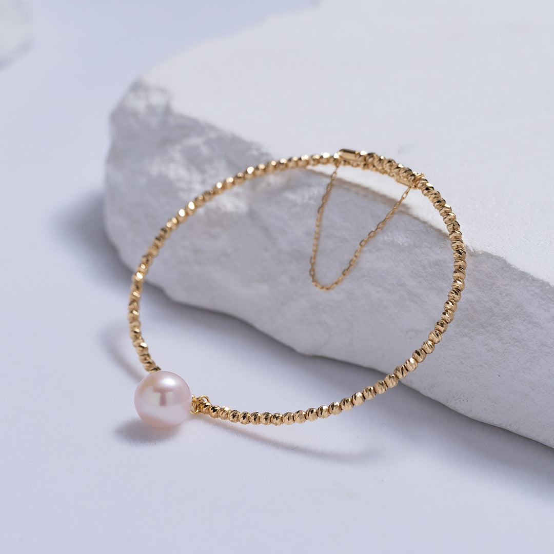 18K Solid Gold Freshwater Pearl Bracelet KB00015 - PEARLY LUSTRE