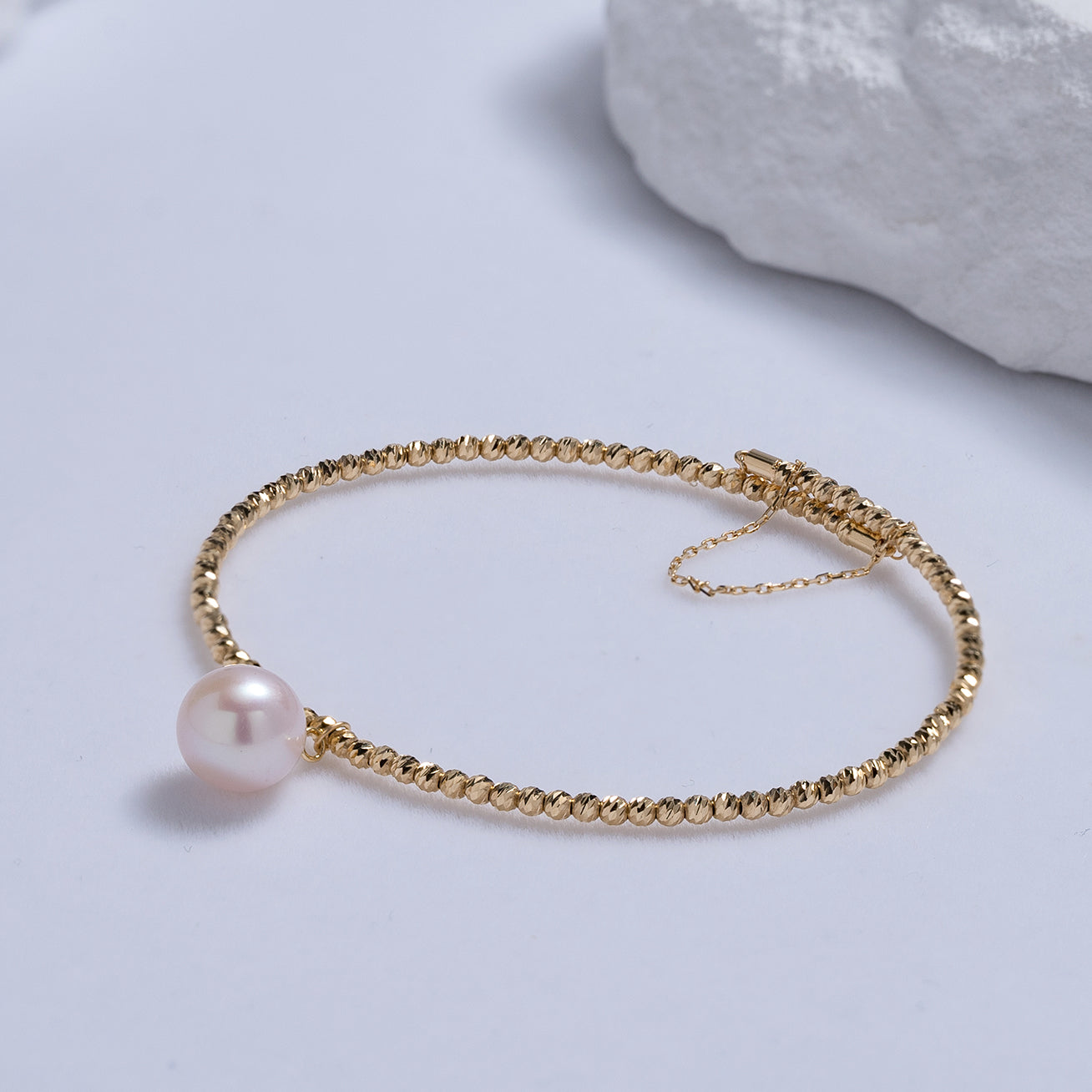 18K Solid Gold Freshwater Pearl Bracelet KB00015 - PEARLY LUSTRE