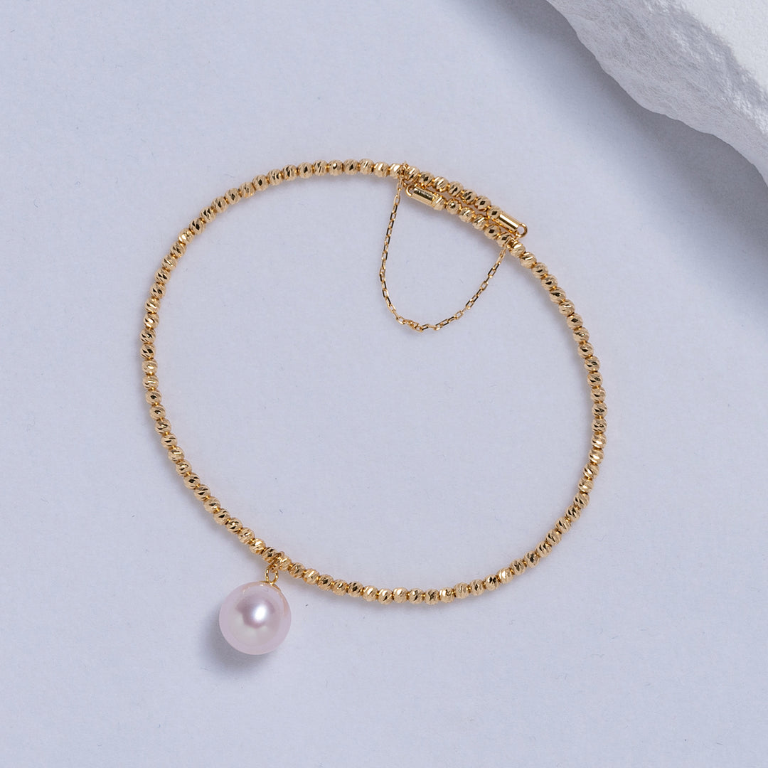 18K Solid Gold Freshwater Pearl Bracelet KB00015 - PEARLY LUSTRE