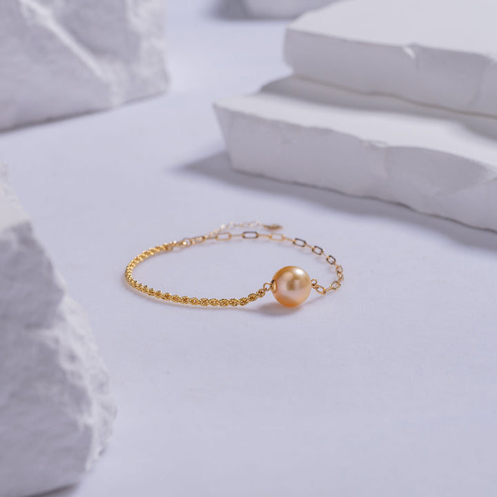 18K Solid Gold Golden South Sea Pearl Bracelet KB00021 - PEARLY LUSTRE