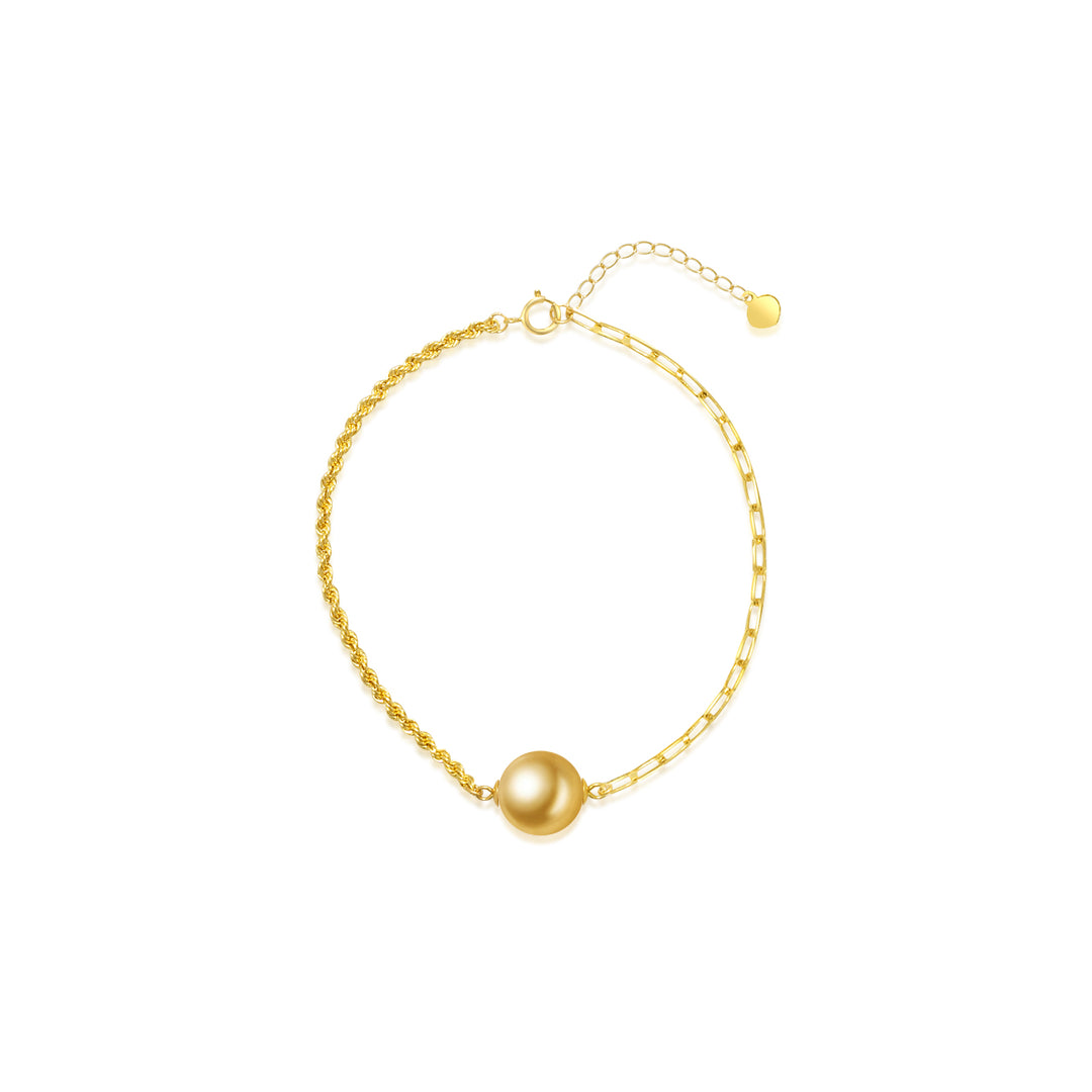 18K Solid Gold Golden South Sea Pearl Bracelet KB00021 - PEARLY LUSTRE