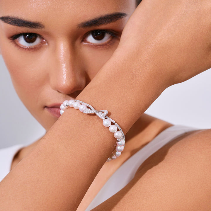 Bracciale con perle Akoya in oro massiccio 18 carati con diamanti KB00026