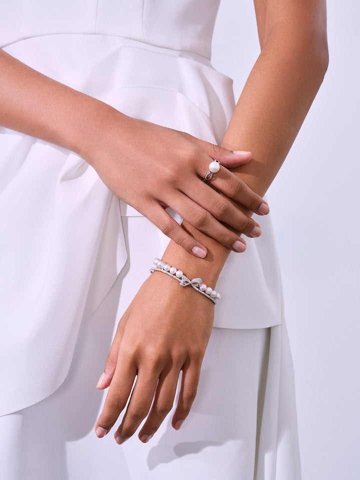 Gelang Mutiara Akoya Berlian Emas Tulen 18K Gred Teratas KB00026