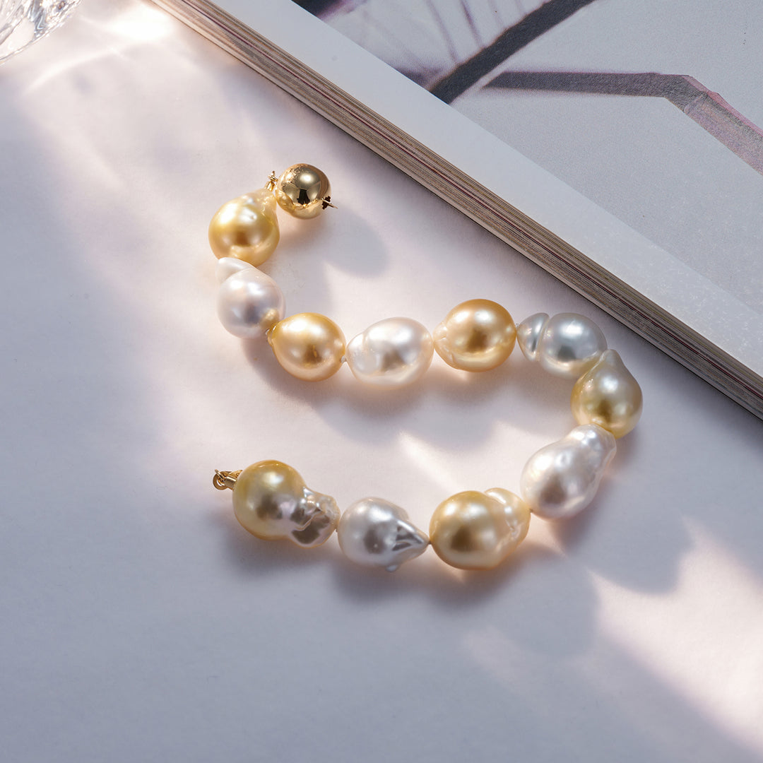 18k Gold Baroque South Sea Pearl Bracelet KB00027 - PEARLY LUSTRE