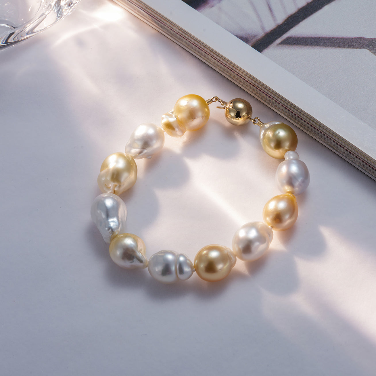 18k Gold Baroque South Sea Pearl Bracelet Singapore wedding