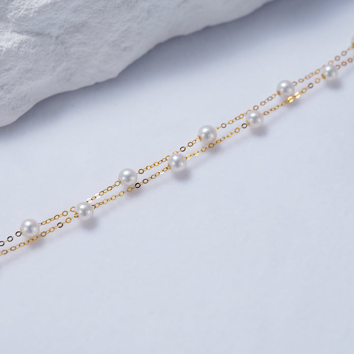 18K Solid Gold Freshwater Pearl Bracelet KB00035 - PEARLY LUSTRE