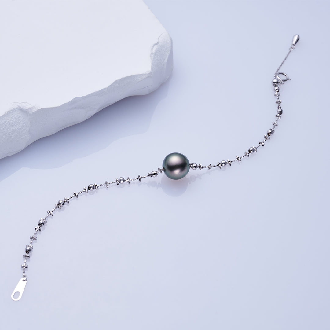 18K Solid Gold Tahitian Pearl Bracelet KB00039 - PEARLY LUSTRE