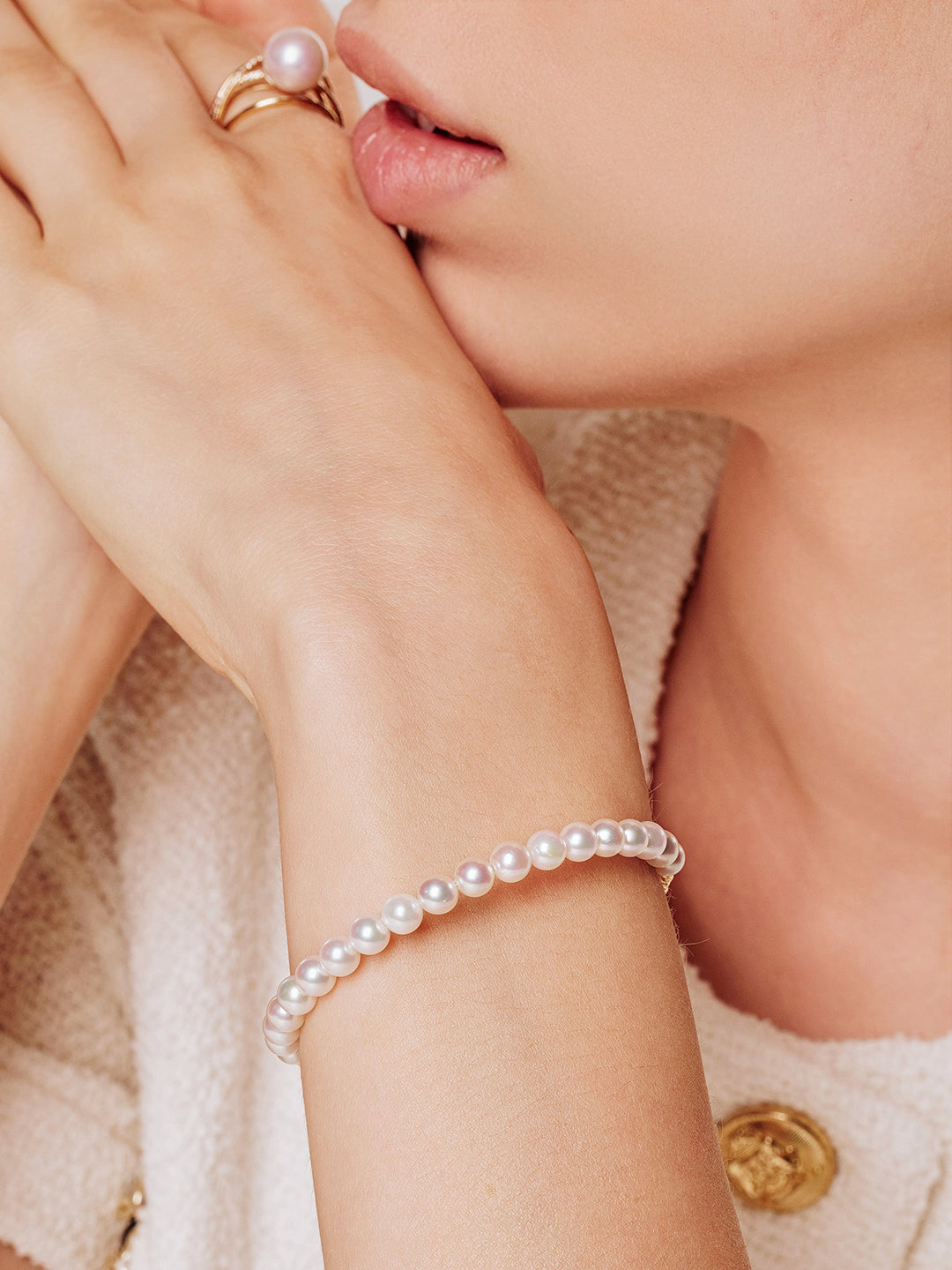 Top-Lustre 18K Massivgold Akoya-Perlenarmband KB00040