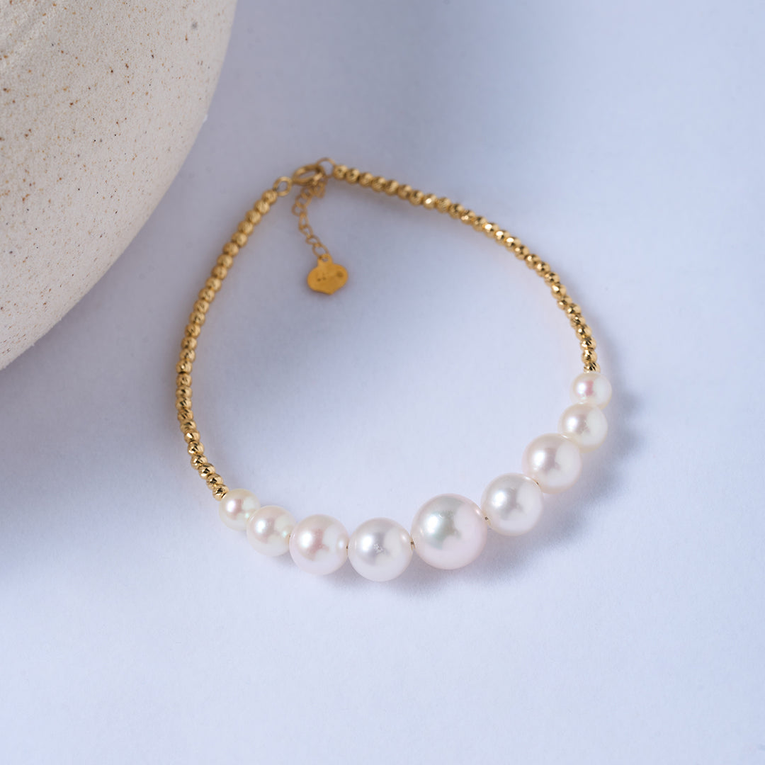 18K Solid Gold Akoya Pearl Bracelet KB00044