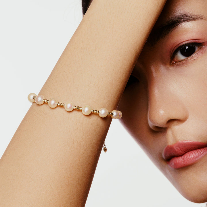 18K Solid Gold Akoya Pearl Bracelet KB00045