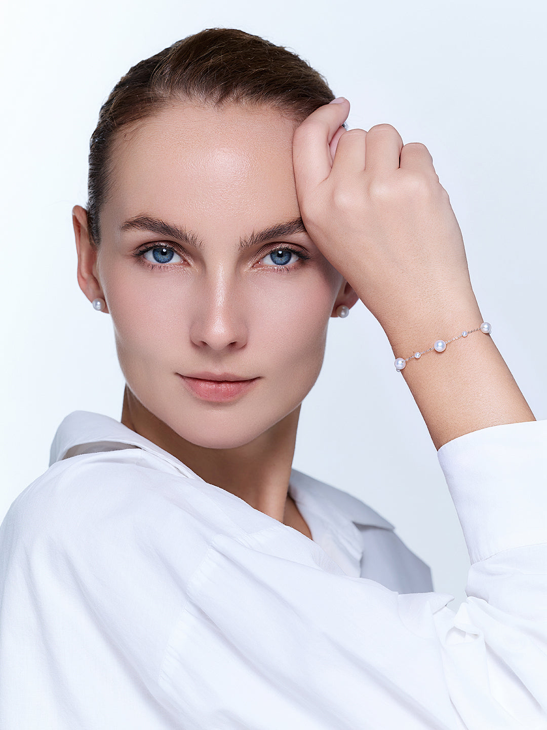 Bracelet de qualité supérieure en or massif 18 carats avec perle Akoya KB00048 | RHYTHM