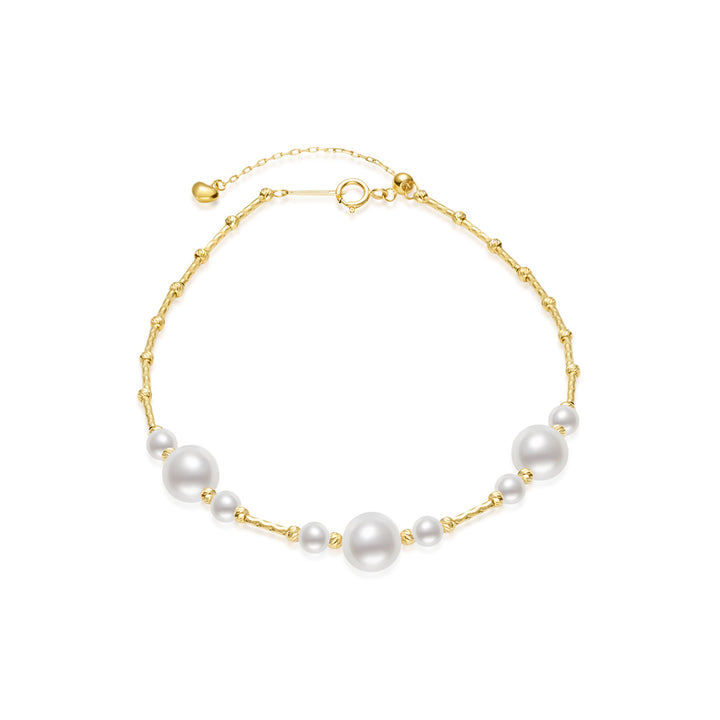 18K Solid Gold Freshwater Pearl Bracelet KB00049