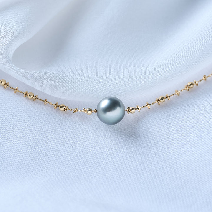 18K Solid Gold Tahitian Pearl Bracelet KB00052