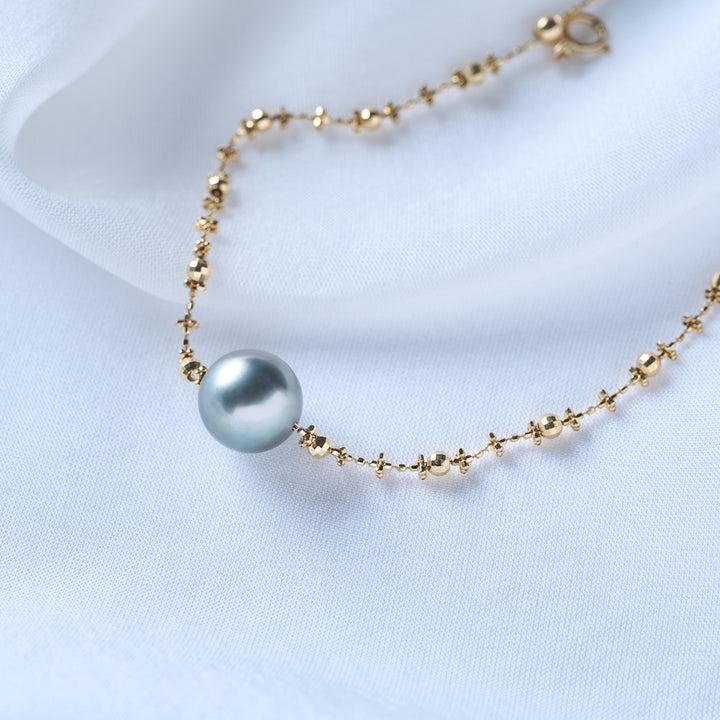 18K Solid Gold Tahitian Pearl Bracelet KB00052