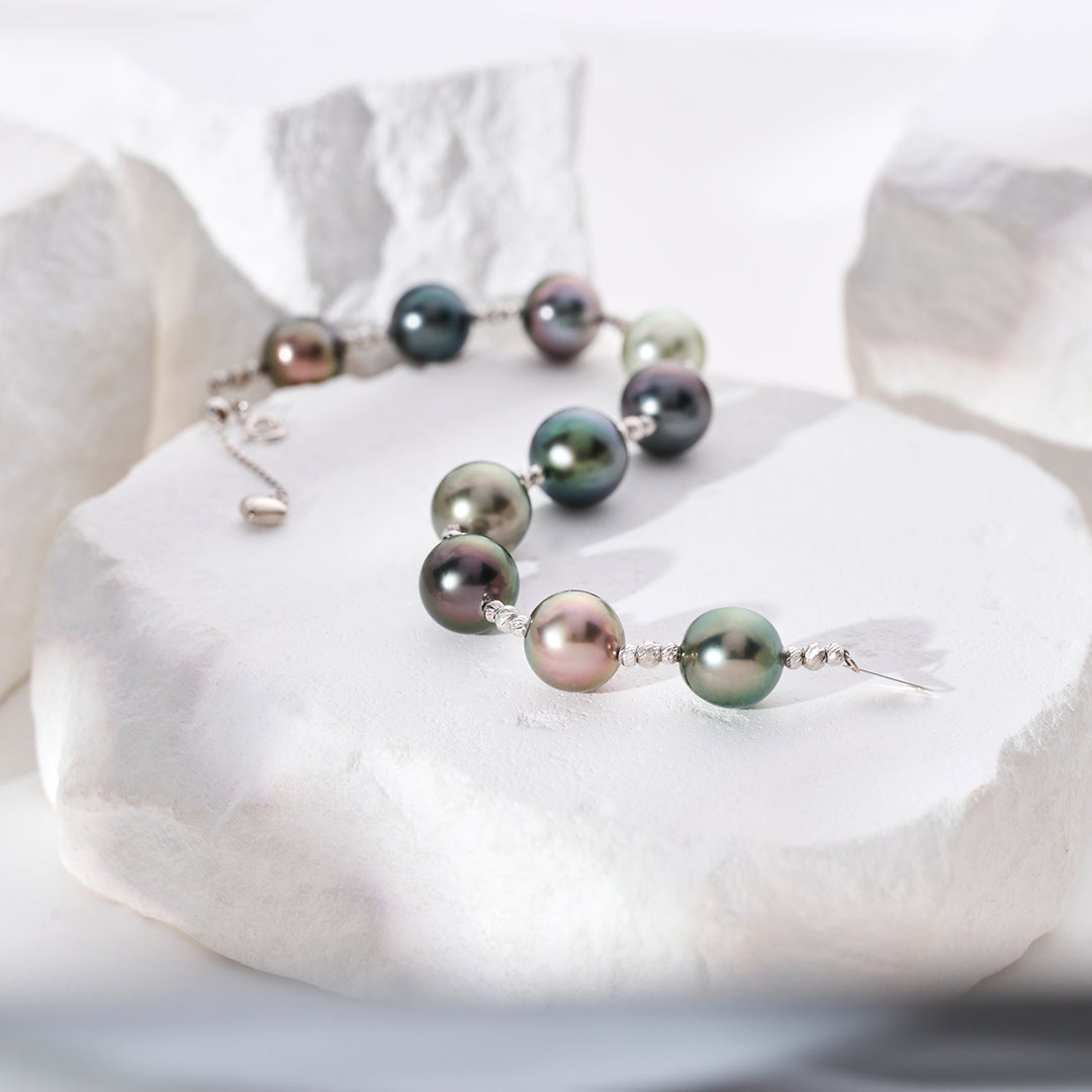 18K Solid Gold Tahitian Pearl Bracelet KB00055 - PEARLY LUSTRE