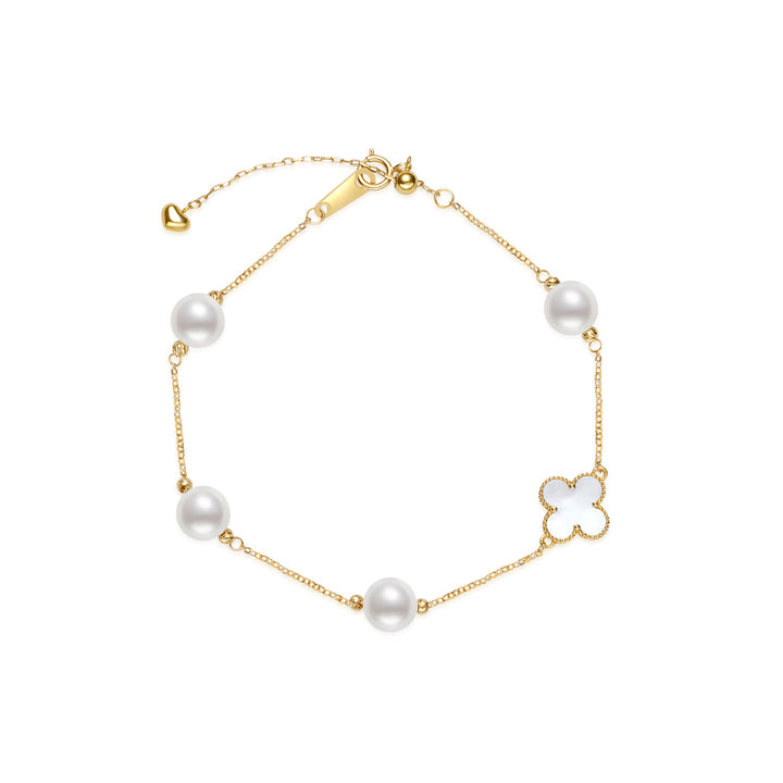 18K Solid Gold Freshwater Pearl Bracelet KB00062 - PEARLY LUSTRE