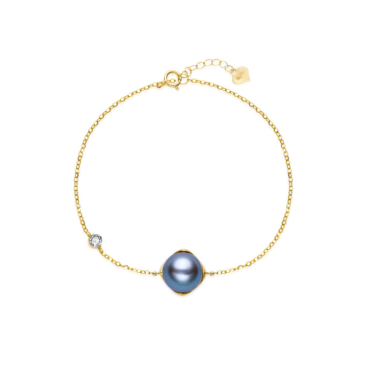 18K Solid Gold Tahitian Pearl Bracelet KB00059 - PEARLY LUSTRE