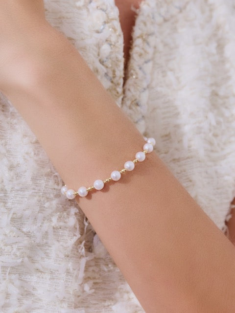 Gelang Mutiara Akoya Emas Tulen 18K Kilauan Teratas KB00060