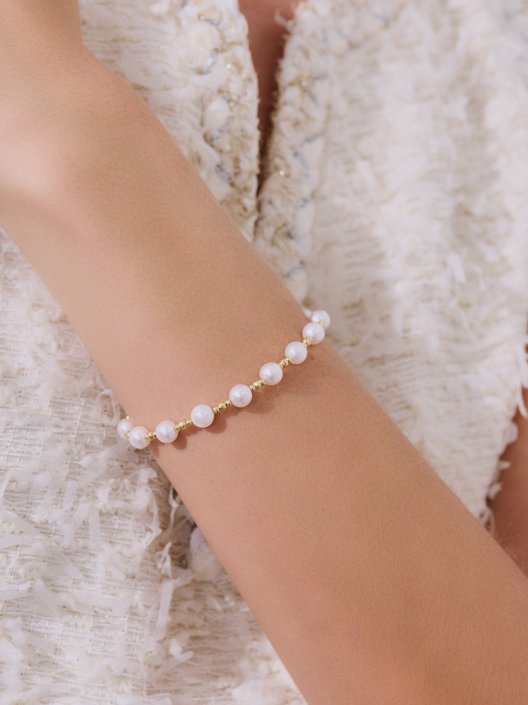 Gelang Mutiara Akoya Emas Tulen 18K Kilauan Teratas KB00060