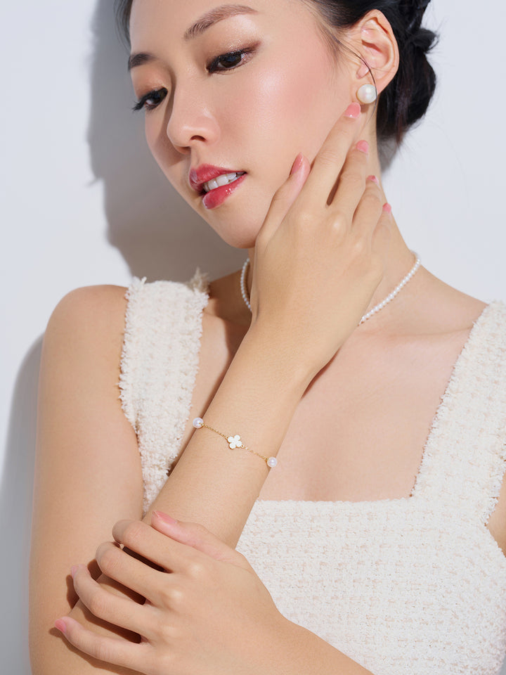 Gelang Mutiara Air Tawar Emas Tulen 18K Gred Atas KB00062 | INDAH MOTHER OF PEARL