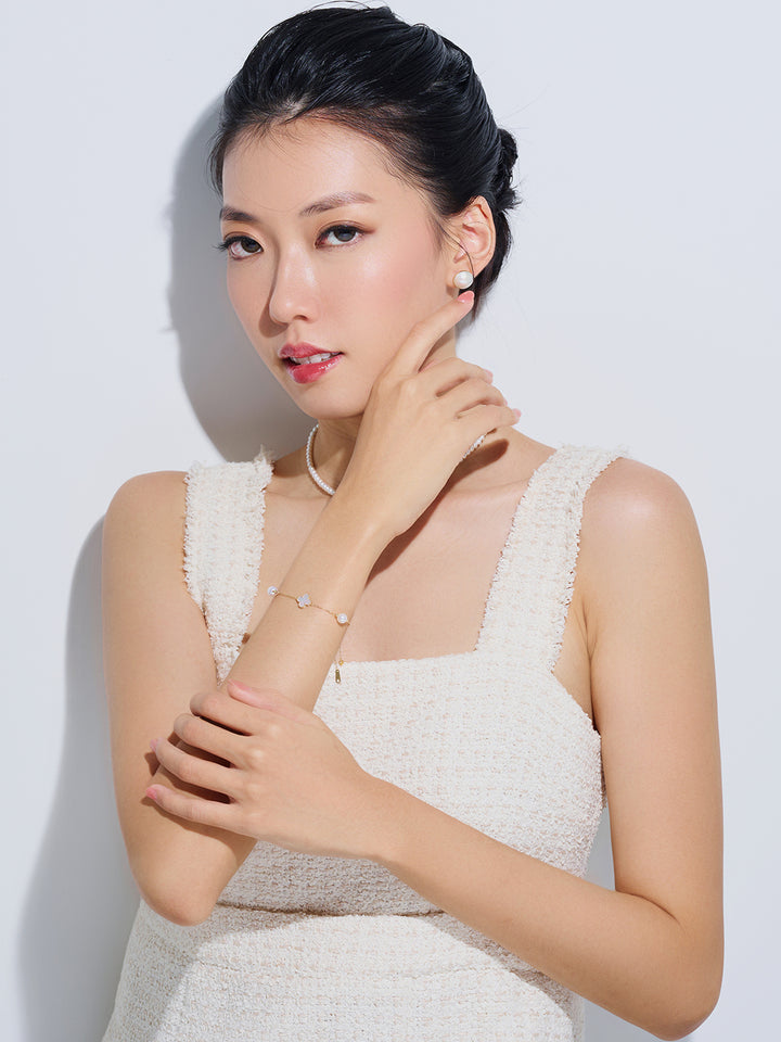 Gelang Mutiara Air Tawar Emas Tulen 18K Gred Atas KB00062 | INDAH MOTHER OF PEARL