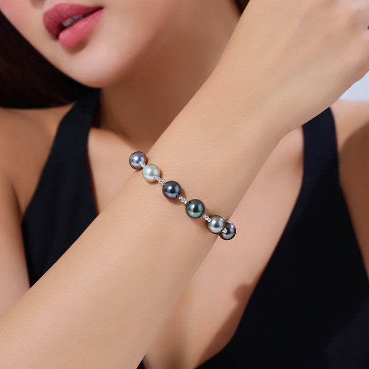 18K Solid Gold Tahitian Pearl Bracelet KB00063