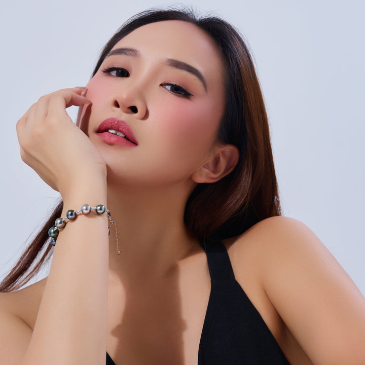 18K Solid Gold Tahitian Pearl Bracelet KB00063