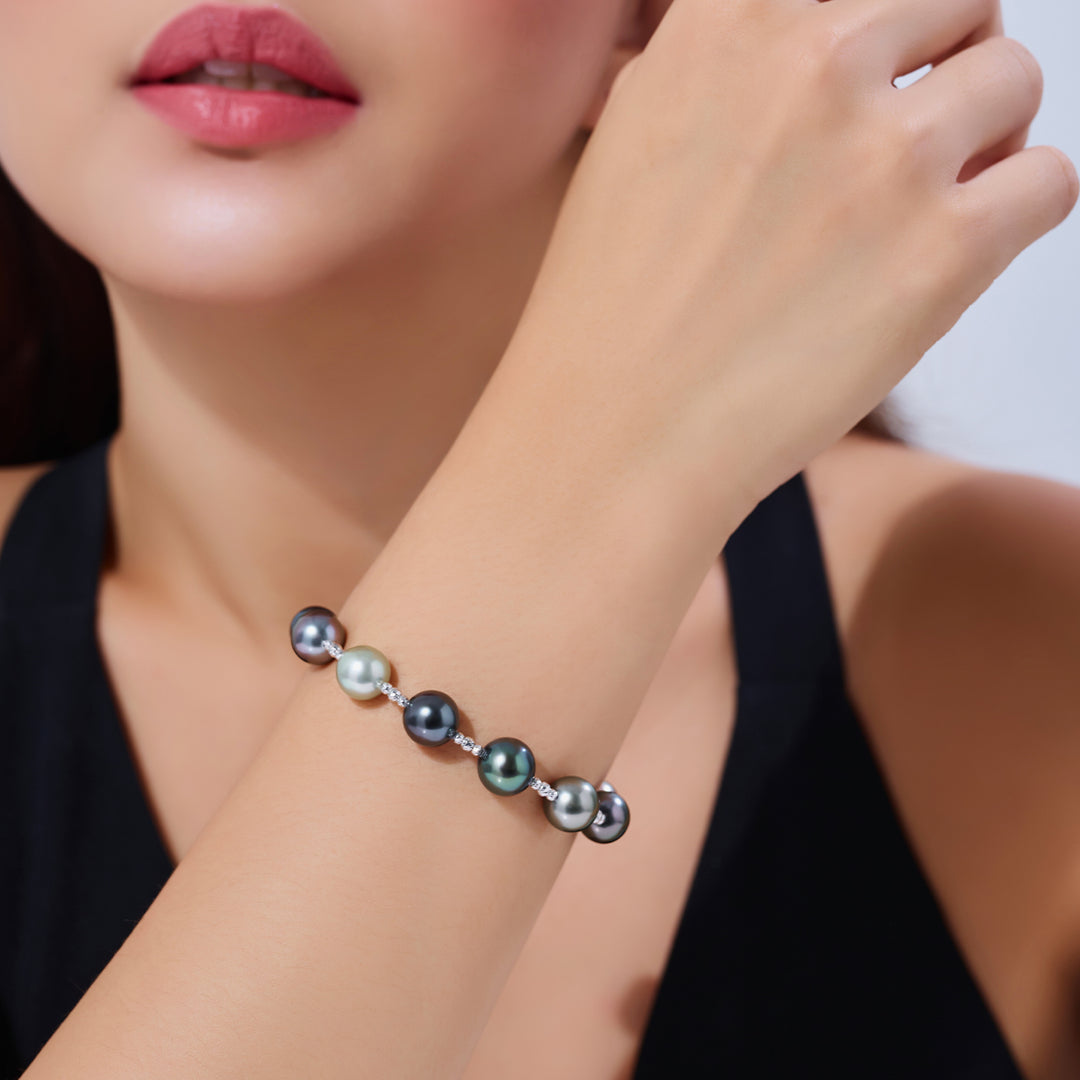 18K Solid Gold Tahitian Pearl Bracelet KB00063