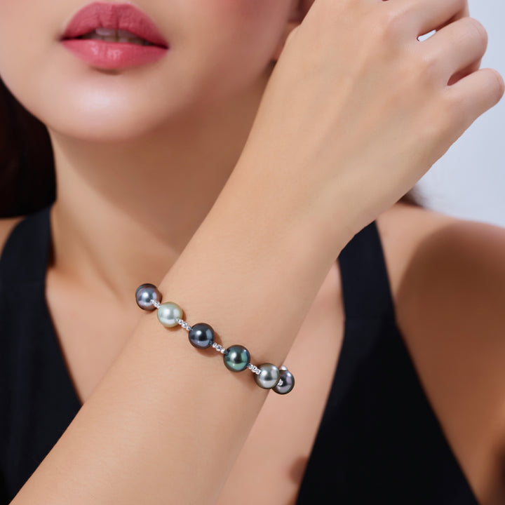 18K Solid Gold Tahitian Pearl Bracelet KB00063