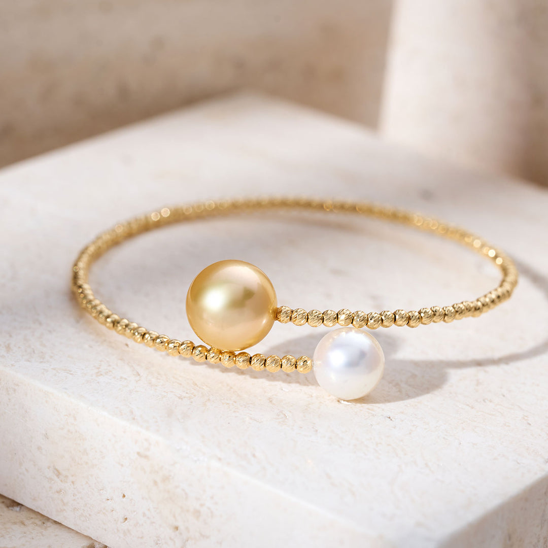 Pulsera de perlas del mar del sur de oro macizo 18K KB00064 | HARMONY