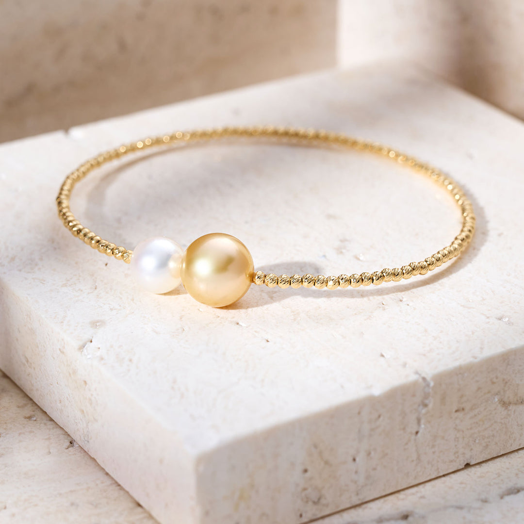 Pulsera de perlas del mar del sur de oro macizo 18K KB00064 | HARMONY