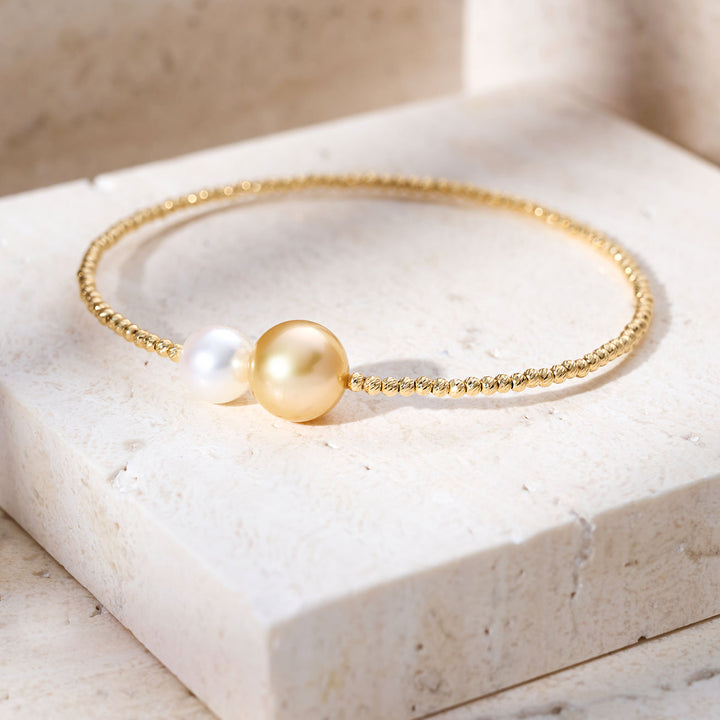 Pulsera de perlas del mar del sur de oro macizo 18K KB00064 | HARMONY